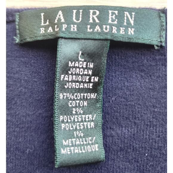 SWEATER/KNIT-LAUREN-RALPH LAUREN-Navy Blue White Strip-Gold Metallic-Size LRG - Picture 6 of 13